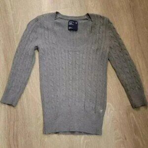 Grey Scoop Neck Fitted American Eagle Sweater